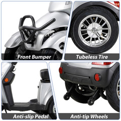 Heavy Duty 4-Wheel Mobility Scooters 31 Miles 3-Speed 800W 500lbs Capacity Red