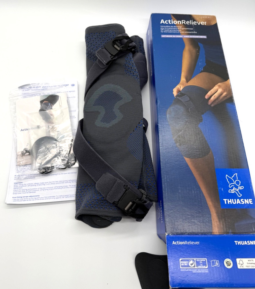 Thuasne Knee Brace Action Reliever Size 4 Left Medial/Right Lateral L/M Grey