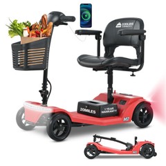 4 Wheels Foldable Mobility Scooter 20 Miles 330bs Capacity 5 MPH w/ LED Light