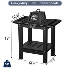 HDPE Shower Stool Bathroom Bench with Storage Shelf Water Resistant