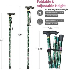 Walking Cane Printed Folding Cane, Adjustable Walking Cane for Women, Foldable C