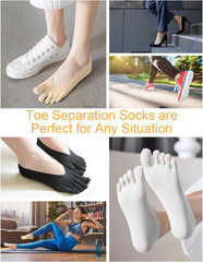 6 Pairs Bunion Relief Socks with Toe Separators Low Cut Compression Five Finger