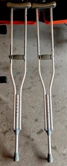 Adjustable Height Standard Underarm Crutches Pair, Lightweight Silver/Gray