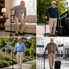 Refurbished Walking Cane with Light & Alarm – Foldable Adjustable – Size M