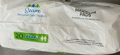 Secure Personal Care Products Incontinence Booster Pads Absorbency (20pk)