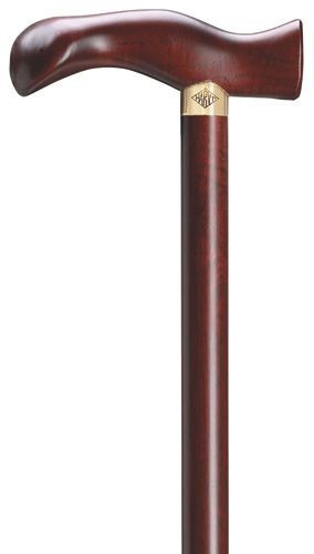 Men’s German Ergonomic Wide Derby Handle on Burgundy Shaft Walking Cane by Harvy
