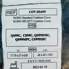 Permobil ROHO Standard Select Cushion Cover COV-SSA99 QS99C 17.75 x 17 x 4.25