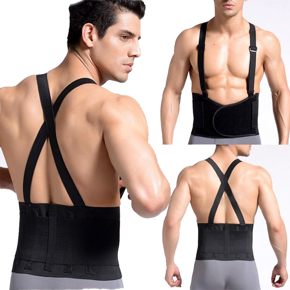 Heavy Duty Lift Lumbar Lower Back Waist Support Belt Brace Suspenders