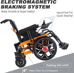 All-Terrain Foldable Electric Wheelchair 300lb Capacity 16 in Large Front Wheels
