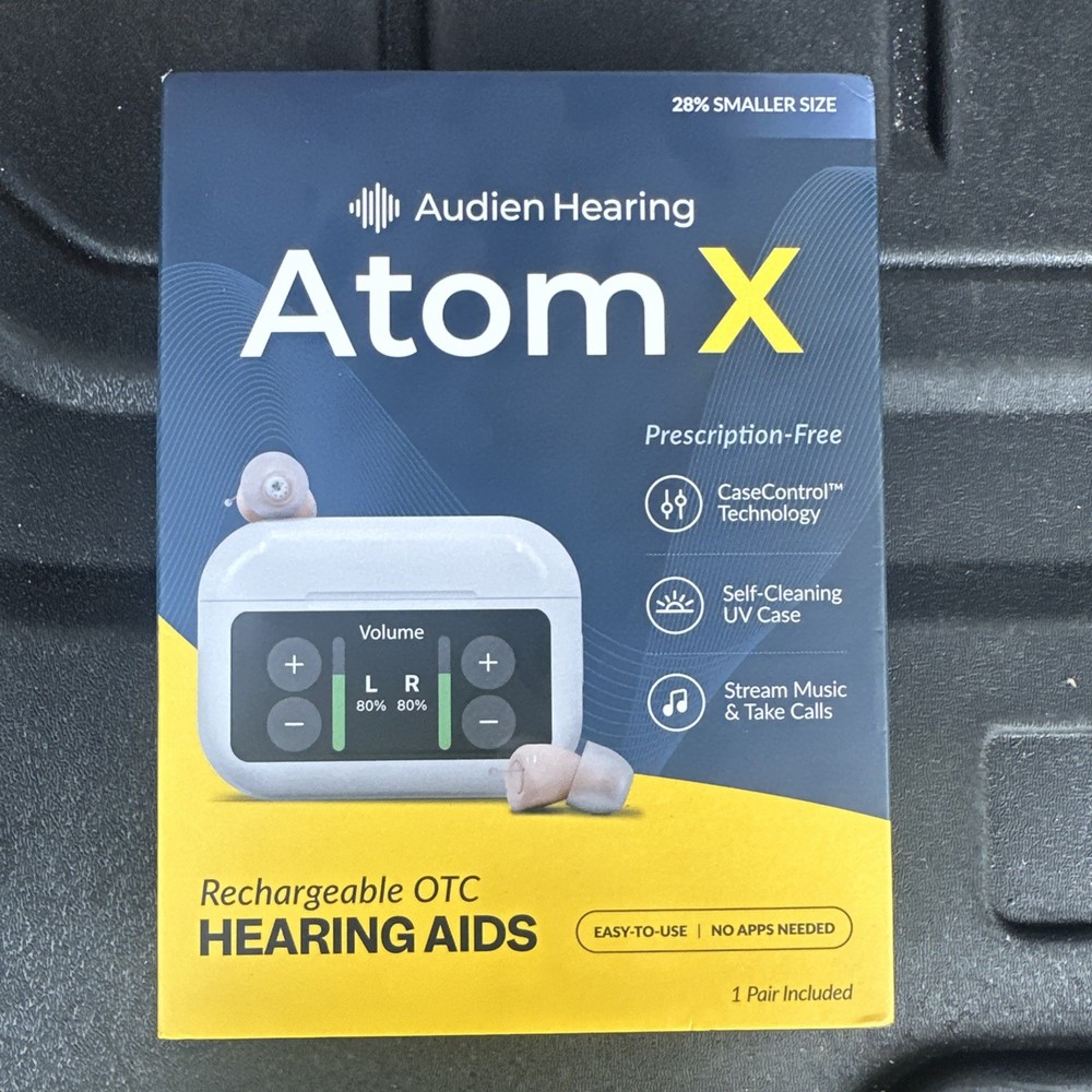 Audien Hearing ATOM X -Rechargeable OTC Hearing Aids -NEWEST MODEL-BRAND NEW!!