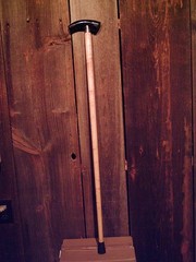 walking cane Bison Horn handle lathe taper figured Hickory shaft MADE IN THE USA