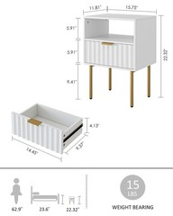 Nightstand,Morden Bedside Table with Gold Frame,Small White Night Stand,End T…