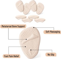 Dr. JK’s 8 Pcs Beige Metatarsal Pads, Invisible Cushioning for Heels & Sandals