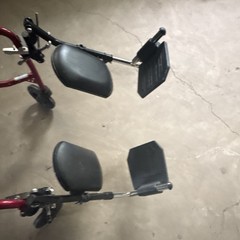 Medline Transport Wheelchair w/ Detachable Footrests, 4-Wheel Red/Black