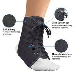 Lace Up Ankle Brace with Metal Side Stabilizers, Adjustable Lace-Up Ankle Bra…