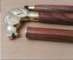 Brass Walking Stick Wood Canes Vintage Horse Style Stick Handle Head Vintage
