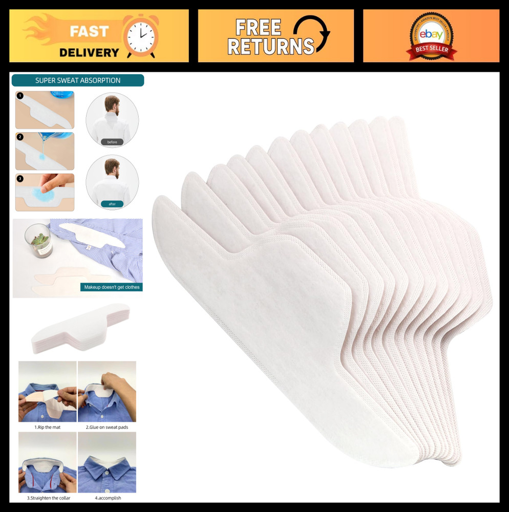Disposable Neck Collar Sweat Pads – 80PCS Self-Adhesive Protectors for Shirts, A