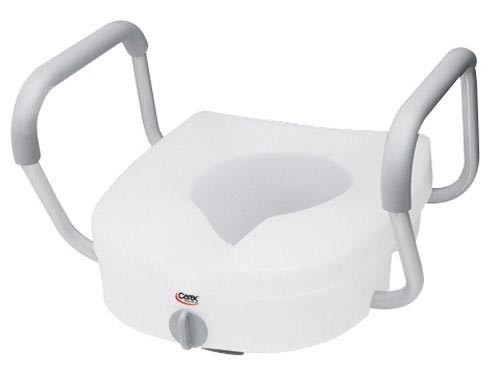 Carex B304 Elevated Toilet Seat with Arms ADA Compliant 4in 300 lb White