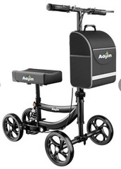 Aojin Knee Scooter Steerable Portable Walker 8″ Front Wheels Senior 300lb Black
