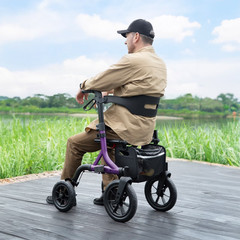 MAXWALK Rollator Walker with Seat Tall Walkers for Seniors 12″ Big Rubber Wheels