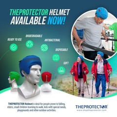 Helmet, head protection, Disposable, Protective, Disability, Flexible (x4 pack)