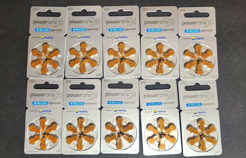 Power One (Pack Of 60) Size 312 Hearing Aid Batteries 1.45V Exp 2028 October