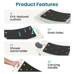 500 Lb Adjustable Shower Chair Shower Stool Padded Bath Seat for Elderly, NEW