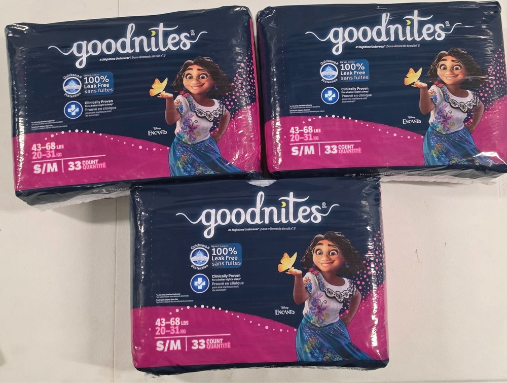 Goodnites Girls‘ Bedwetting Underwear, Size S/M (43-68 Lbs), 99 Ct (3 Packs of 3
