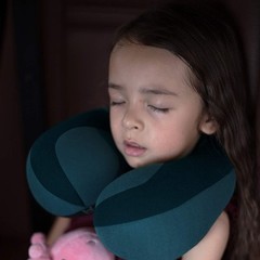 INFANZIA Chin Supporting Travel Neck Pillow, Comfortably Child-Size, Blue