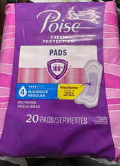 Poise Pads Regular Length 4 Moderate Absorbency Bladder Protection 20 Count NEW