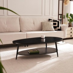 Shrine Black Oval Coffee Table Mid-Century Modern Coffee Table Black Walnut