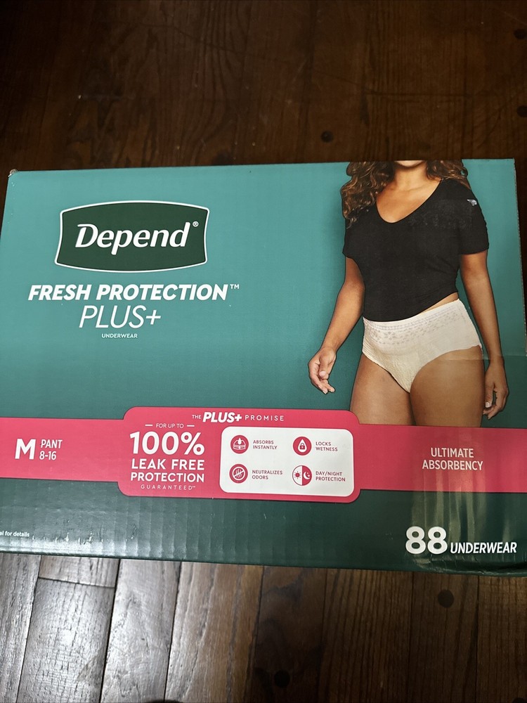 Medium size Depend Fit-Flex Incontinence Pants for Women – 88 Count