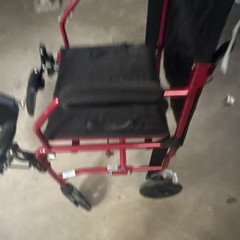 Medline Transport Wheelchair w/ Detachable Footrests, 4-Wheel Red/Black