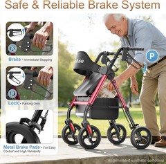 Walkers for Seniors, Rollator Walker with Seat, 8″ All Terrain Wheels, Double Su