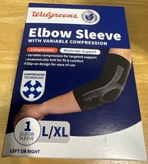 Walgreens Elbow Sleeve Variable Compression Size L/XL Black, Left Or Right