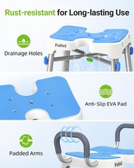 Ergonomic H-Shaped 16″ (L) x 12.7″ (W) x 15.2-20.2″ (H), Blue With Eva Pad