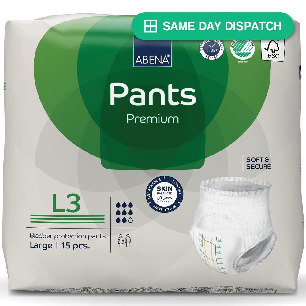 Abena Pants Premium Protective Underwear Large L3 Incontinence Briefs 15 Count