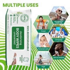 No Rinse Bathing/Shower Wipes Unscented Body Wipes Bamboo & aloe-240/1440 CT-FPN