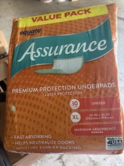 Assurance Unisex Premium Quilted Underpad, Maximum Absorbency, XL (30 Count)