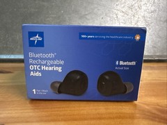 Medline Rechargeable OTC Hearing Aids, In-Ear, Black, 4 Sound Modes, Volume +/-
