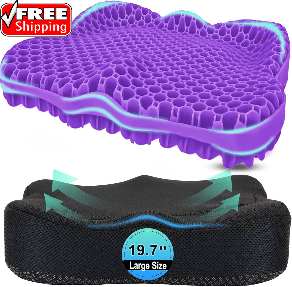 Thicken 19.7In Seat Cushion, Gel Seat Cushion for Long Sitting–Office Chair, Whe
