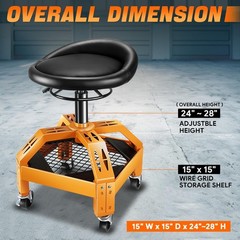 Rolling Padded Seat Adjustable Height Seat 330Lbs Capacity Rolling Mechanic Cree