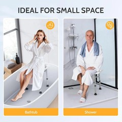 Hiqufet Shower Chair for Inside Shower(500lb), 5 Height Adjustable Shower Stool,