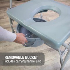 DMI Drop Arm Portable Toilet Commode, Extra-Wide Seat, 500 Pound Weight Capacity
