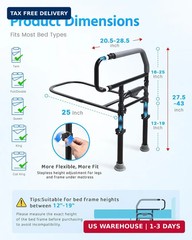 Bed Rail for Elderly Adults Safety – Adjustable Bed Assist Rail for Seniors, Pos