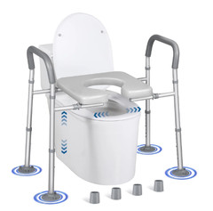 TESOBI Raised Toilet Seat Handles 500lb Adjustable Width Height Gray