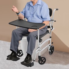 220lbs Shower Commode Chair Mobility Wheelchair Bedside Toilet Seat with Casters