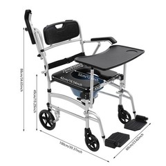 220lbs Shower Commode Chair Mobility Wheelchair Bedside Toilet Seat with Casters