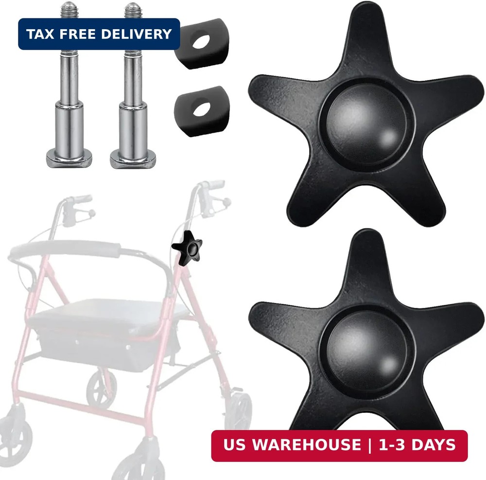 Pacify 2 Pack Replacement Adjustment Star Knobs for Rollator Walker Guardian Wal