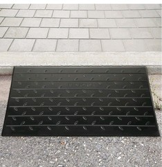 4″ Rise Rubber Threshold Ramp Door Ramp Curb Ramp with 3 Channels Cord Driveway